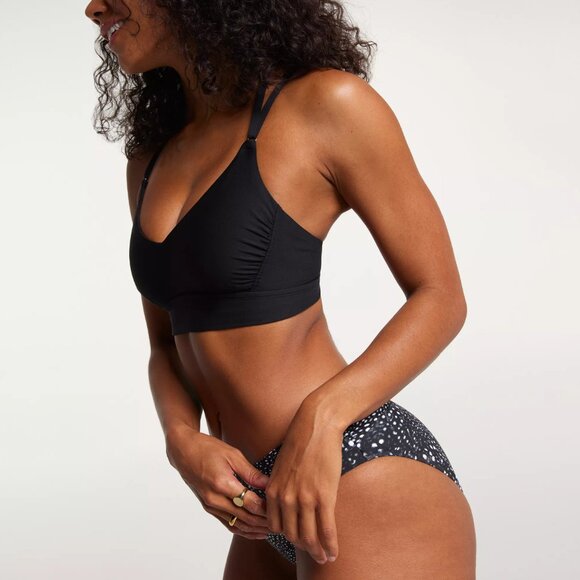 NWT CALIA Strappy Back Ruched Black Double Strap Bikini Top - Picture 8 of 11